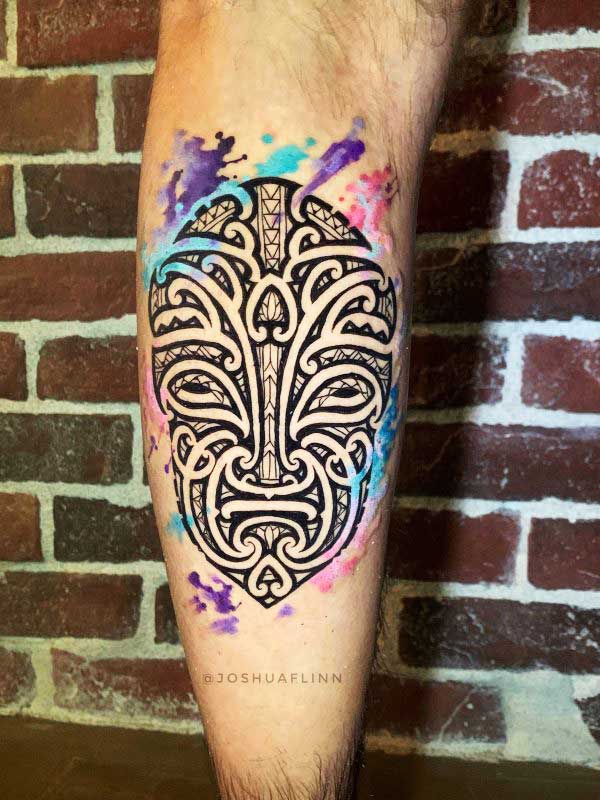 Josh Flinn polynesian leg tattoo