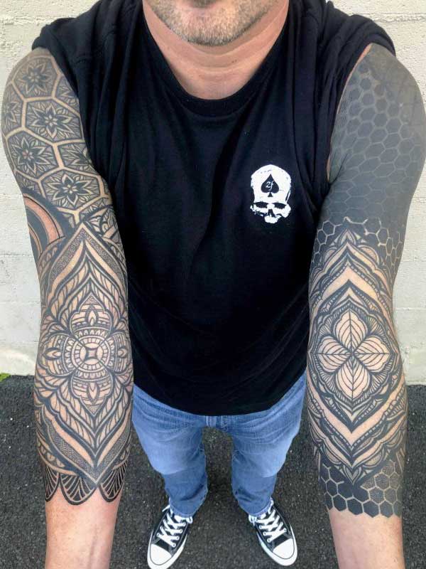Simon Halpern double sleeve tattoos