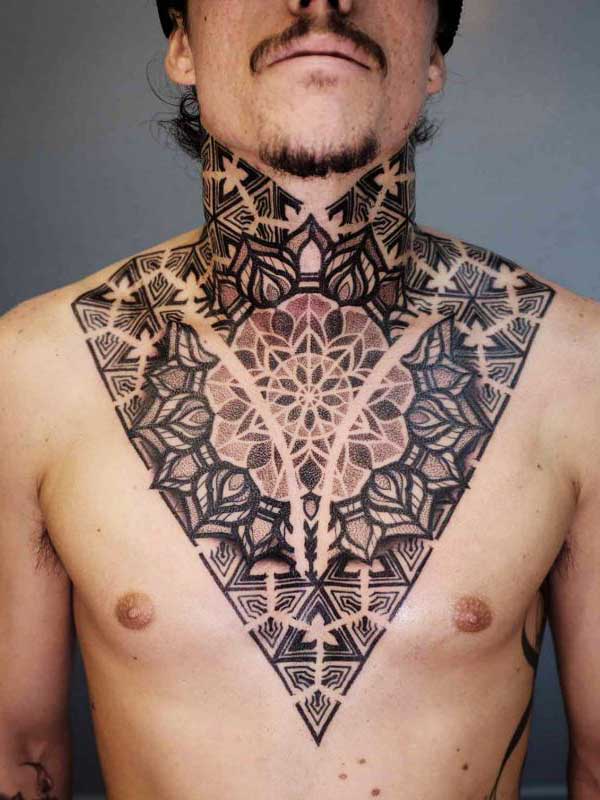Simon Halpern neck and chest tattoo