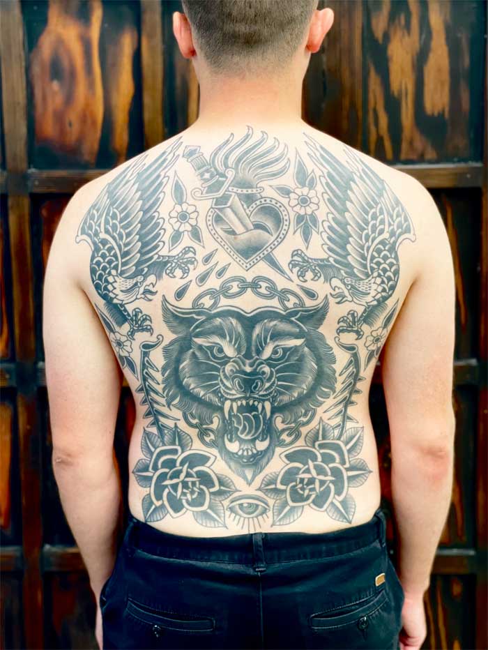 Full back tiger tattoo by Ash